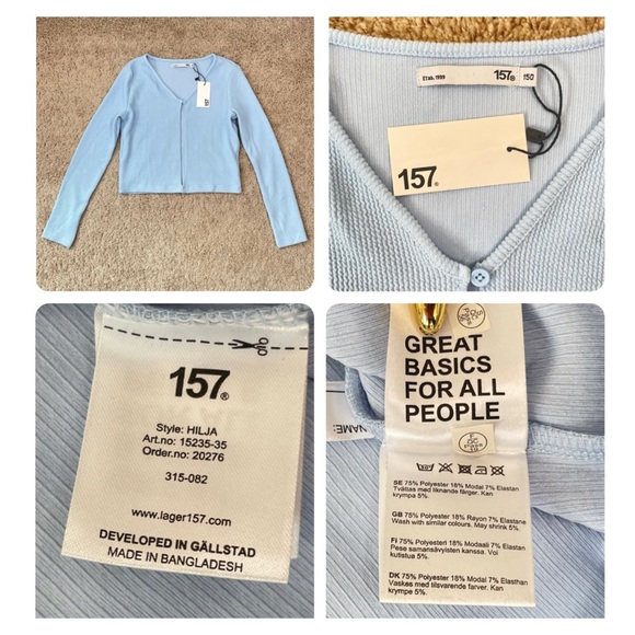 Lager 157 Hilja Ribbed Knit Open Front Single Button Long Sleeve Cropped Top New - Picture 10 of 15